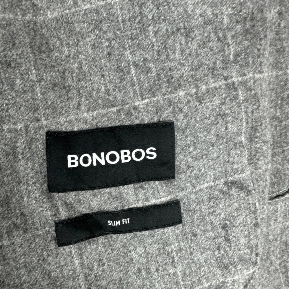 Bonobos Tollegno Men Gray Windowpane Unstructured Blazer 40R Slim Fit Wool blend